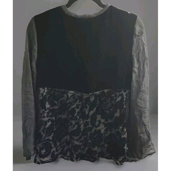 VTG Silkland Sz 8 Black Floral Burnout Bell Sleeve Top Y2K Fairy Whimsigoth - Picture 8 of 8